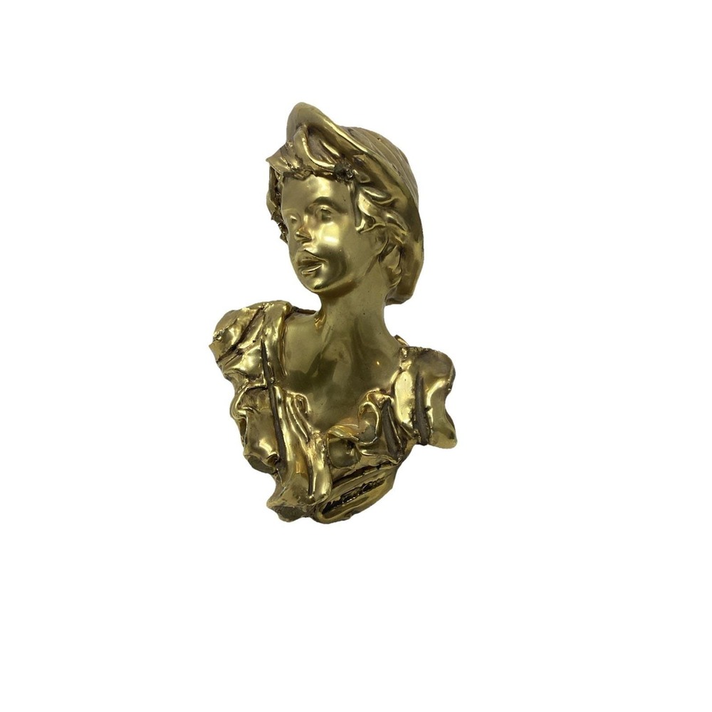 Vtg Edoardo  Tasca ITALIAN Bronzed PORCELAIN Capodimonte Girl Bust  Art Nouveau
